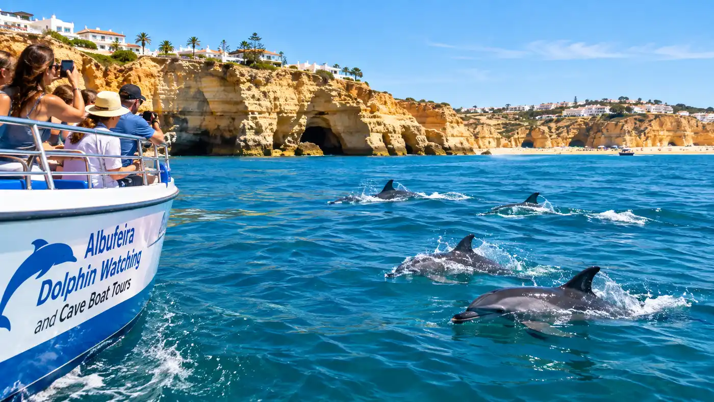 Observação de golfinhos em Albufeira e passeios de barco pelas grutas